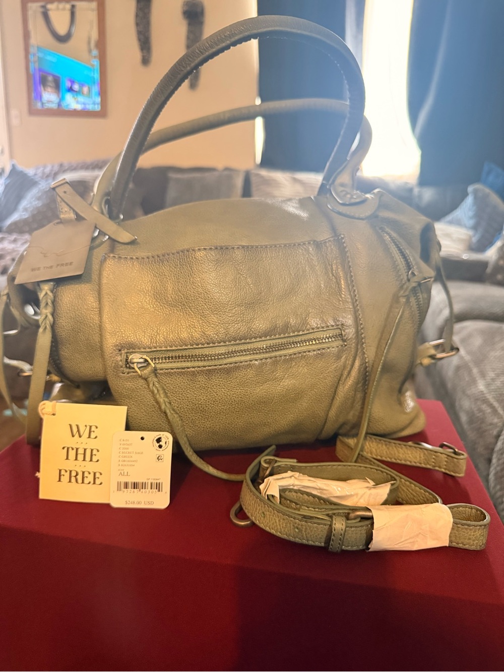 We The Free / free people secret sage Leather Satchel EMERSON NWT